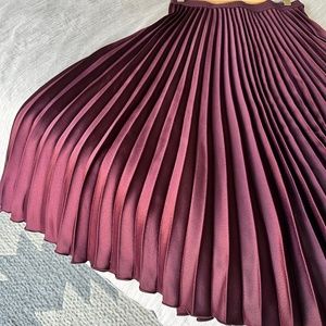 Eggplant midi pleated skirt
